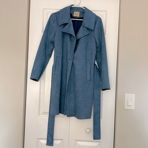 Elite Tahari blue faux leather/suede jacket size small
